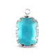Crystal glass charm rectangle 13mm Aquamarine blue-silver